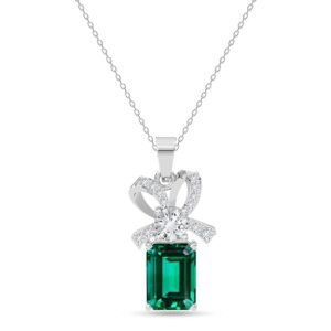 Clara 925 Silver Green Pendant Necklace with Chain for Women & Girls
